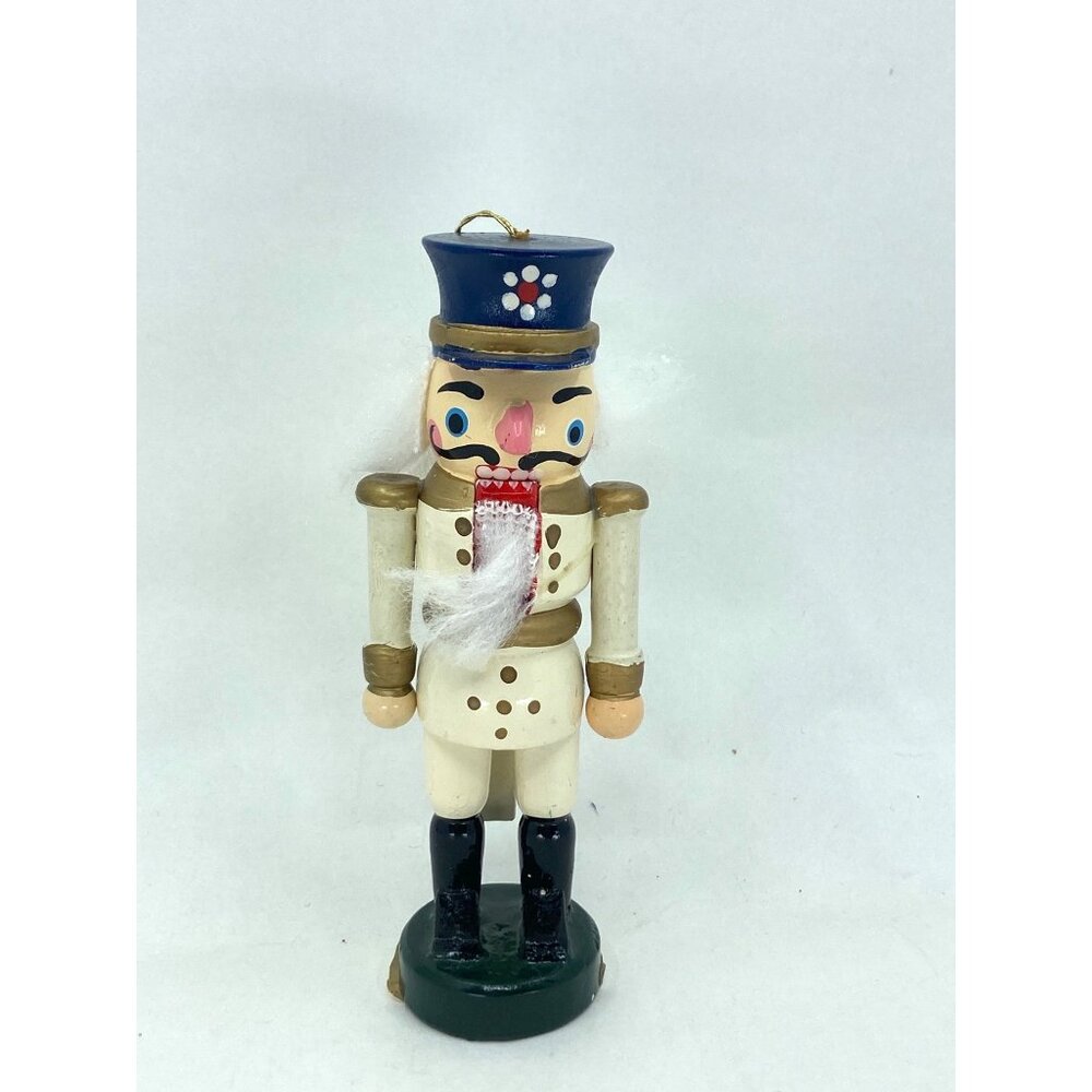 Vintage Mid Century German Wood Nutcracker Christmas Ornament Erzgebirgische